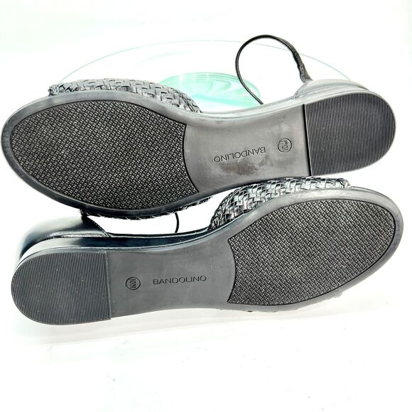 Bandolino Kendric 3 Flat Sandals Black Woven Ankle Strap Open Toe - Picture 8 of 10